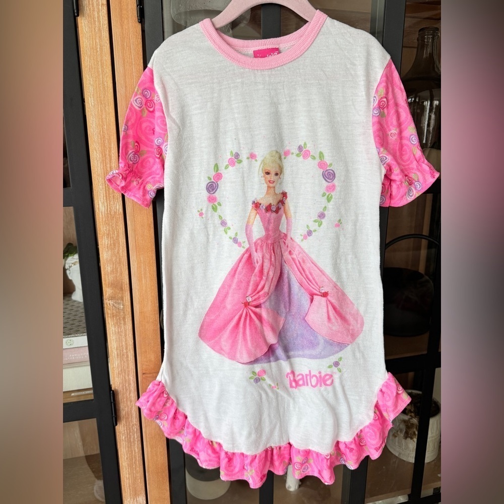 1998 Vintage Barbie nightgown dress toddler girl pajamas roses mattel ruffle